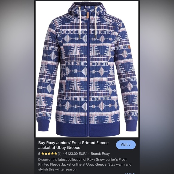 Roxy SNOW Junior's Frost Printed Fleece Jacket - medium - Picture 2 of 13